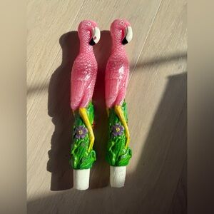 Vintage Pink Flamingo Candlestick Pair  - Colorful Fun Kitsch 60s Decor
